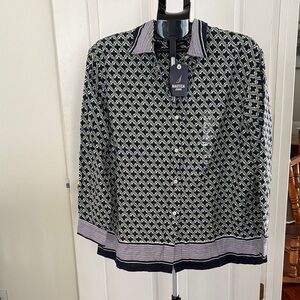 Nautica Navy, Green and White Button Down Shirt